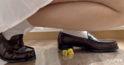 [Crash] Dandelions and grass are trampled by loafers at your feet (J2_072)